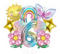 12 Piezas Globos Mariposa 6 Años Niño Niña, Globos de Cumpleaños Mariposa, Globos Decoracion Cumpleaños, Globos de Aluminio, Globos Decoracion para Fiesta de Cumpleaños Niños (6)