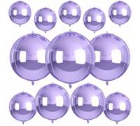 12 Piezas Globos Redondos de Aluminio 56 cm 46 cm 38 cm 25 cm Globos Redondos Gigantes 4D para Cumpleaños, Bodas, Graduación, Baby Shower(Morado)