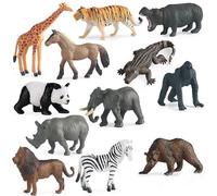 12 Piezas Grandes Figuras de Plástico, Juguetes Safari Realistas, Animales de la Selva, Zoo Africano, Decoración