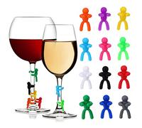 12 Piezas Identificador de Copas, Silicone Marcadores de Copas Multicolor Encantos de Copa de Vino Accesorios de Decoración de copa de vino Muñecas Pequeñas Gadgets de reconocimiento de Copa de Vino