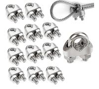 12 Piezas Inoxidable Wire Rope Clips en U,M6 Sujetacables de Acero Wire Rope Clips,6mm Perno en U Wire Rope Clips,U Sujetacables de Acero Wire Rope Clips para Cuerdas de Acero,Vallas de Jardín
