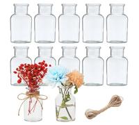 12 Piezas Jarrones Pequeños de Cristal,125 ml Mini Jarrones de Crista,Cristal para Decoración,Adecuado para el hogar, Boda,Fiesta,decoración