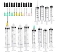 12 Piezas Jeringas 5ML 10ML 20ML Jeringuilla Con Aguja Jeringas De Plástico Jeringas Medidoras Jeringas Dispensación Líquidos Jeringa con Aguja 17G 18G 20G Adecuado para Laboratorios Industriales
