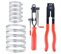 12 piezas Juego de Abrazaderas Metalicas para Tubos, Sargentos de Apriete Metal Ajustables, Alicates Abrazaderas Coche Tenazas Herramienta, Adecuadas para la Mayoría de los Automóviles