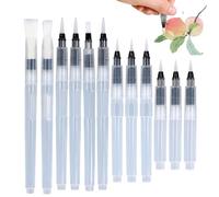 12 Piezas Juego de Pinceles de Acuarela Recargables, Rotuladores Acuarelables y Pluma de Pincel de Agua en Diferentes Tamaños, Pinceles de Pintura de Acuarela para Pintura Artística y Caligrafía (A)
