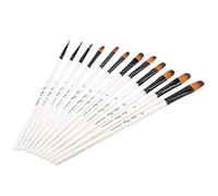 12 Piezas Juegos de Pinceles de Arte Pinceles de Cabello Sintético con Punta Oblicua Plana para Acrílico Acuarela Pintura al óleo