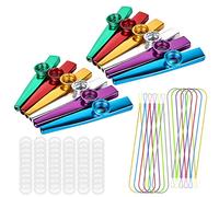 12 Piezas Kazoo Metal Kazoo Instrumentos, Kasu Instrumentos Musicales con 60 Membranas de Kazoo y 12 Cordones, Kazoo para Principiantes y Amantes de La Música