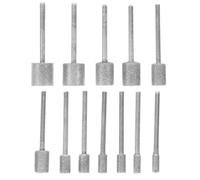 12 Piezas Kit de Brocas de Diamante para Amolar Cilíndricas | Aleación, Plata, para Vidrio y Cerámica, Tallado y Desbarbado, Uso en Bricolaje y Modelos