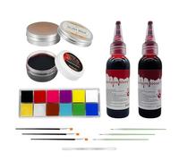 12 Piezas kit Maquillaje Halloween, 12 Colores Paleta Efectos Especiales Halloween Makeup con Sangre Falsa Ceras Cicatrices Pinceles Kit Pintura Cara para Adulto Niño Teatro Cosplay Pintura Corporal