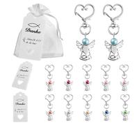 12 Piezas Llavero de ángel, recuerdo, colgante de ángel de la guarda, bolsas de confeti con llavero de ángel, recuerdos de ángeles, comunión, confirmación, boda, bautismo, primera comunión
