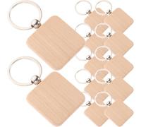 12 Piezas Llavero de Madera DIY en Blanco para Grabado