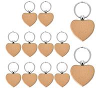12 Piezas Llavero de Madera en Blanco, Llaveros Madera Corazón, Colgante Llavero Madera Natural en Personalizado para Grabar Pintar Regalo Colgante Decorar Manualidades de Bricolaje Cumpleaños