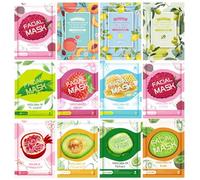 12 Piezas Máscara de Patrón, Máscaras Faciales para Regalos, Mascarilla Hidratante, Juego de Cuidado la Piel, Regalos para Colegas, Mujeres