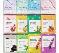 12 Piezas Mascarilla Facial, Daily Care Mascarilla Facial, Frutas Mascarillas Faciales, Mascarillas Faciales Hidratante y Calmante para Niñas