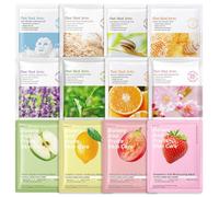 12 Piezas Mascarilla Facial, Mascarillas Hidratantes, Mascarilla de Nutre Y Calmantes, Skin Care Mascarillas para Mujeres, Los Tipos de Piel