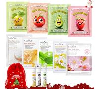 12 Piezas Mascarilla Facial Navideñas Niña, Daily Care Mascarilla Facial Coreana, Ácido Hialurónico, Arbutina, Regalo Navideño para una Adolescente