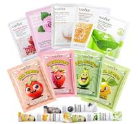 12 Piezas Mascarilla Hidratante Facial, Daily Care Mascarilla Facial, con Ácido Hialurónico, Aloe Vera, Extracto de Arroz, Iluminadora, Calmante, Skincare Set para Mujeres Adolescente