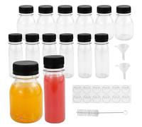 12 Piezas Mini Botellas de Jugo de Plástico, Botellas Plástico Pequeñas con Tapas 60/120 ml, Mini Botella de Bebida Vacía Botellas Zumo para Leche, Batidos, Bebidas
