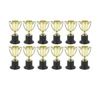 12 Piezas Mini trofeos de Color Brillante Strong plástico Estable Base livianos premios de Oro para niños Fiesta Escolar