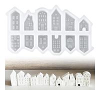 12 Piezas Molde de Silicona para Velas, Moldes de Silicona para Fundición Casas, Molde de Silicona Mini Casas, Molde de Vela de Silicona para Hacer Velas, Manualidades, Jabón