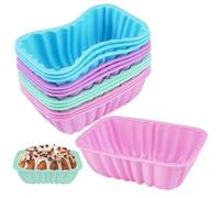 12 Piezas Moldes Magdalenas Silicona, Reutilizables Moldes de Silicona para Muffins, Aptos para Lavavajillas, para Hornear Magdalenas, Muffins, Cupcakes, Helados (4 Colores, 8.5 x 5.4 x 2.8cm)