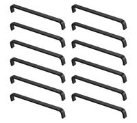 12 Piezas Negro Armario Manija, Cocina Cajón Puerta Manijas, Gabinete Tiradores con Tornillos, Reemplazo de Aleación de Aluminio Manija para Dormitorio Baño Muebles Armario Vestidor ( 256mm)