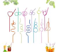 12 Piezas Pajitas En Espiral, Pajitas Temáticas, Pajita Rizada, Pajitas Coloridas Rizada, Pajitas Con Rizados, Para Decoración De Bebidas, Cócteles, Temas De Fiesta
