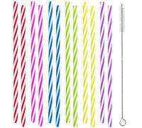 12 Piezas Pajitas reutilizables，6 colores,pajitas gruesas de plástico con cepillo de limpieza, juego de pajitas coloridas para vajilla de fiesta, bebidas, longitud 23 cm