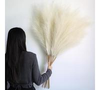 12 Piezas Pampas Secas Decoracion Artificial,115cm/ 45Inch Hierba de Pampas Grandes Artificial, Flores Secas Decoracion para Jarrones,Mesa,Bodas,Boho Decor(Beige)