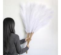 12 Piezas Pampas Secas Decoracion Artificial,115cm/ 45Inch Hierba de Pampas Grandes Artificial, Flores Secas Decoracion para Jarrones,Mesa,Bodas,Boho Decor(Blanco)