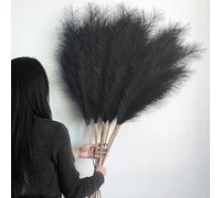 12 Piezas Pampas Secas Decoracion Artificial,115cm/ 45Inch Hierba de Pampas Grandes Artificial, Flores Secas Decoracion para Jarrones,Mesa,Bodas,Boho Decor (Negro)