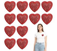 12 Piezas Parche Ropa Termoadhesivo, Parches Bordados Termoadhesivos de Corazón Rojo, Pegatinas para La Ropa de San Valentín en Forma de Corazón, para DIY Vaqueros, Ropa y Camisetas (C)