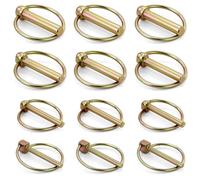 12 Piezas Pasadores de Anilla de 4 Tamaños, M4,5/M6/M8/M10 Surtido de Pasadores con Clip de Seguridad, Kit Surtido de Pines de Lynch para Tractores, Vehículos Agrícolas, Cortadoras de Césped