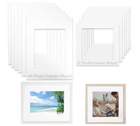 12 Piezas Passepartout Blanco de Cartón Sin Ácido Set, A4 Paspartu de Imagen Precortado Rectangular, Paspartu Cuadrados con Corte Biselado Central para Imágenes Fotos 19.1x14/14.1x14.1cm