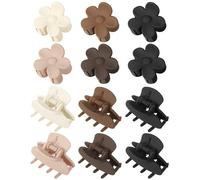 12 piezas Pequeña flor pinza de pelo para damas niñas, mate pinzas para el cabello antideslizante Cute pinzas para el cabello para el cabello fino pelo grueso