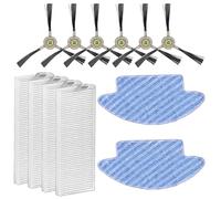 (12 piezas) Piezas de repuesto compatibles con Lefant M210B M213S M210S M210 M213, OKP Life K2 K3 K3A K4 K5, aspiradora robótica, 2 trapeadores, 4 filtros HEPA, 6 cepillos laterales