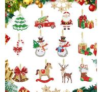 12 Piezas Pintura Diamantes Colgante Kit, Llavero Pintura Diamantes Papá Noel, Alluring Llaveros Pintura Diamantes Navidad, Para Niños Adultos Decoración Navideña,Navidad Creativa Hecha Mano Regalo.