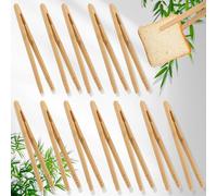 12 Piezas Pinza de Madera para Té, Pinza de Tostadas, Pinzas de Cocina de Bambú, Pinzas para Tostadas de Cocina, Pinzas para Tostadora, para Tostadas, Ensaladas, Horneado, Seguro y no Tóxico