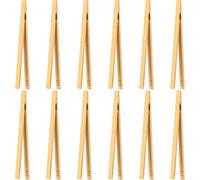 12 Piezas Pinzas de Bambú Pinzas de Madera Tostadas Pinzas de Cocina de Bambú para Cocina, Pan, Té de Frutas y Pepinillos, 7 Pulgadas