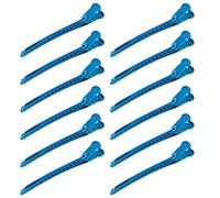 12 Piezas Pinzas de Salón de Acero Inoxidable Azul | Uso en Barberías y Salones, para Teñido y Secado, Resistente a Deformación, Estilo Profesional