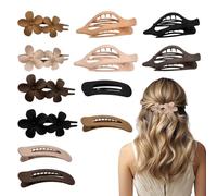 12 Piezas Pinzas Pelo Mujer, Pinzas Florales y Clásicas para Cabello Grueso, Pinza Grande Hair Claw con Resorte Fuerte para Pelo Abundante Largo Fino Rizado Antideslizante - Beige, Caqui, Café, Negro