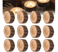 12 Piezas Portavelas de Madera Porta Velas, Candeleros Rústicos para Decoración, Holder Wood Portabella Pequenos para Mesa de Comedor Banquetes y Fiestas Decoracion