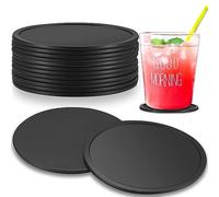 12 Piezas Posavasos de Silicona Negro, Originales Posa Vasos Redondos, Antideslizante Posavasos Proteger La Mesa, para Bebidas Vasos, de Cerveza o Bares, Tazas de Café o Té