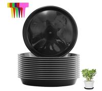 12 Piezas Posavasos para Macetas Posavasos de Plástico para Plantas Posavasos Redondos (24CM) con 12 Etiquetas Posavasos Redondos para Plantas de Interior y Exterior