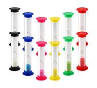 12 Piezas Reloj de Arena Niños, Relojes de Arena 30 Segundos, 1 Minuto, 2 Minutos, 3 Minutos, 5 Minutos, 10 Minutos, Colores Temporizador para Limpiar Los Dientes, Escuela,Cocina,Decoración del Hogar