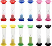 12 Piezas Relojes de Arena, Reloj de Arena de Colores 30 Segundos, 1 min, 2 min, 3 min, 5 min, 10 Minutos Cepillado de Dientes para Niños Adecuado para Aulas, Cocinas