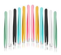 12 Piezas Rizador de Pestañas Multicolores Set Pinzas de Acero Inoxidable Cejas Depilar Cejas Rectas Punta Inclinada Pinzas Para Mujeres Extensiones de Pestañas Hombres Cervezas Depilación Facial