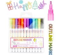 12 Piezas Rotuladores Purpurina Manualidades Niños 10 Años 12 Colores Rotuladores Lettering Metalicos Magicos Doble Línea para Pintar Niños Regalo Niña 4-12 Años