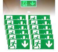12 Piezas Señales de salida de emergencia: 300 x 150 mm señal de salida de emergencia, señal de salida de emergencia, flecha hacia abajo, reflectante, señal de salida de escape (hacia abajo)