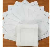 12 Piezas Servilletas Blancas con vainica para cóctel, para Fiestas, Bodas, manteles de Lino, Tela de algodón